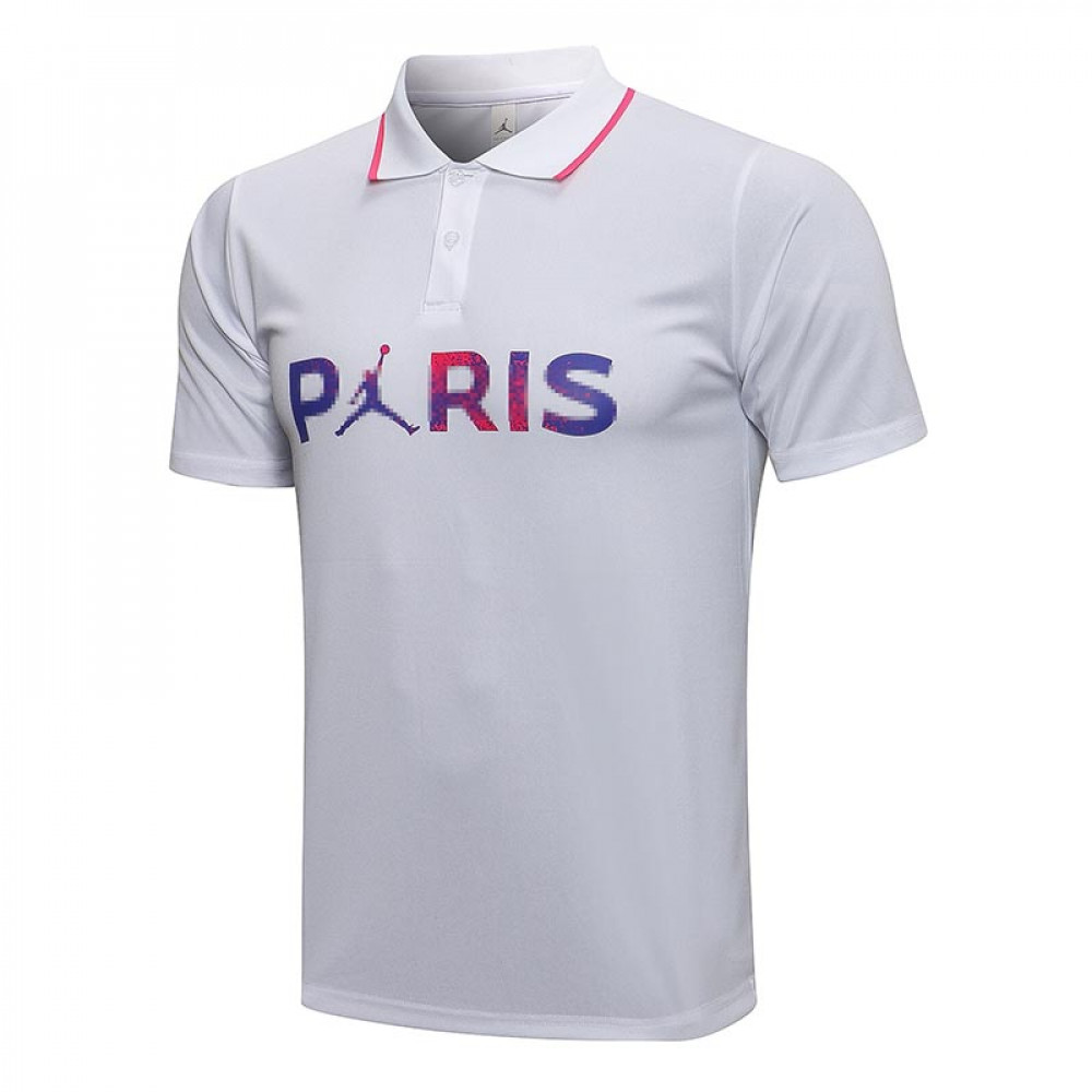 Polo PSG 2021 2022 Blanco Marca Pol cromo Camisetasdefutbolshop